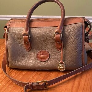 Dooney & Bourke Taupe Pebble Leather Satchel with Brown Trim